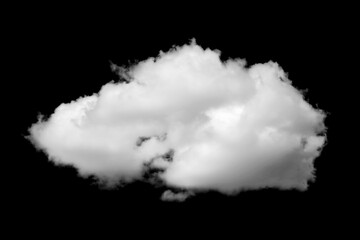 High-quality isolated white cloud on a black background, offering a clean cutout with soft textures for digital art graphic design, and creative compositing in professional visual projects.