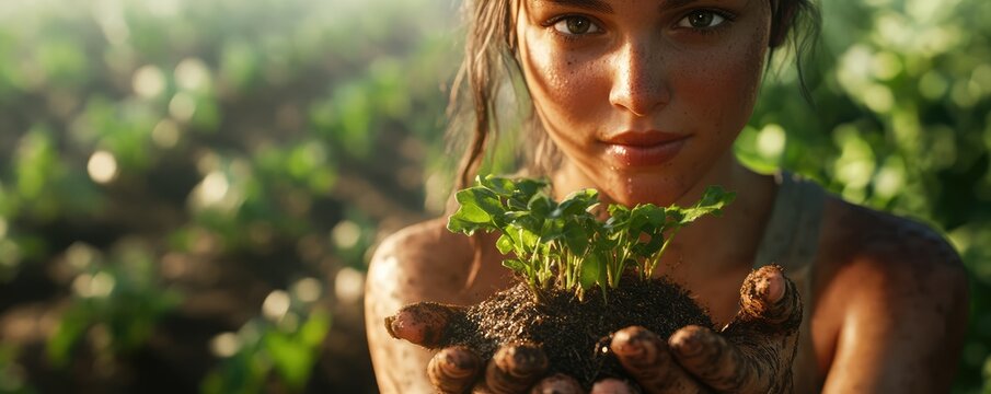 Freshly harvested potatoes in the garden.
