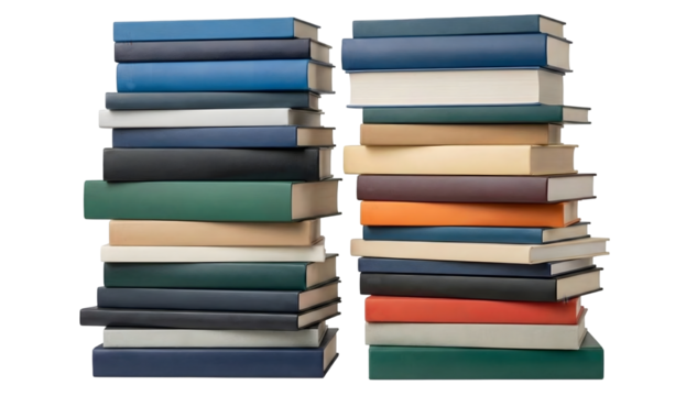 Colorful stack of books isolated illustration for education or reading concepts isolated on transparent background - Powered by Adobe