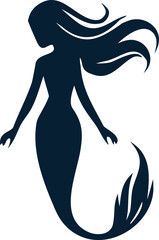 Mermaid vector icon featuring wave elements, great for marine illustrations and nature branding.
