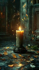 Illuminated solitude: Candlelight ambiance in a weathered, evocative setting