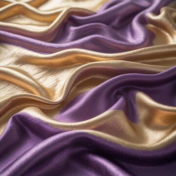 Kain satin ungu dan emas yang kaya tampak indah