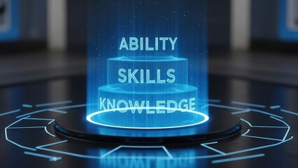 Cuttingedge holographic user interface showcasing dynamic icons and adaptive learning modules