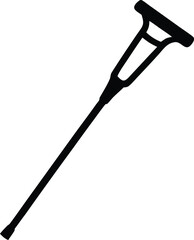 Orthopedic crutch silhouette, injury support tool vector graphic