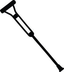 crutch silhouette, black medical aid icon on white background