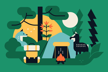 Recreation outdoors - colorful flat design style illustration