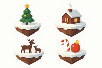 Isometric Christmas Winter Wonderland Elements