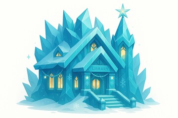 Enchanted Ice Library in a Winter Wonderland