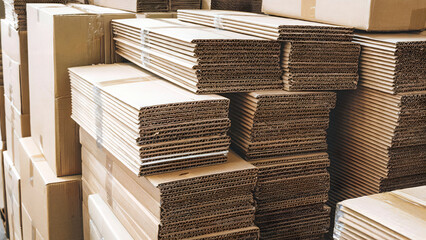 Cardboard boxes stacked high shipping and packing for an efficient moving day logistics