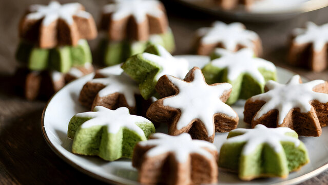 Delicious Christmas star cookies with icing holiday baking and festive treats for family - Powered by Adobe