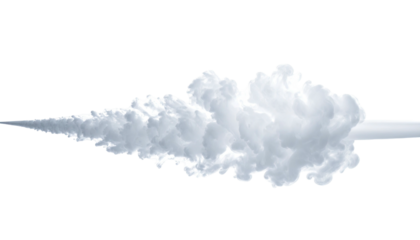 Digitally created depiction of a plume of vapor, starting thin, then expanding rapidly