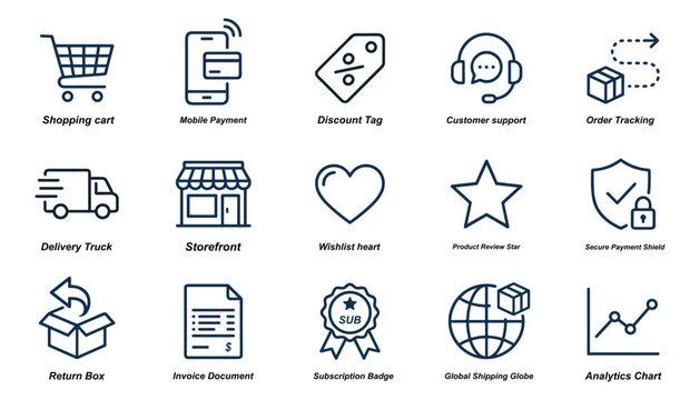 Shopping and e commerce line icons vector set for web and mobile design