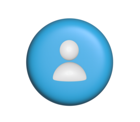 3D User Profile Icon on Transparent Background. Perfect for Digital Applications, Social Media or Website User Interfaces.