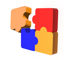 Colorful 3D Puzzle Pieces Interlocking, Representing Teamwork, Creativity and Problem-Solving. Ideal for Educational, Business or Creative Designs.
