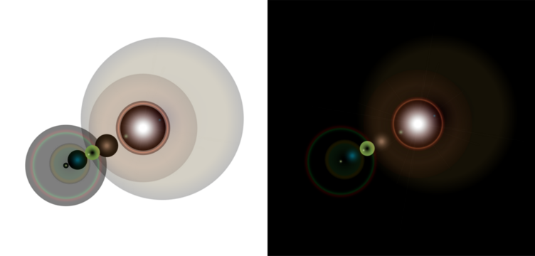 lens flare, geometric shapes, and light effects vector set on transparent background - Powered by Adobe