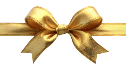 Gold ribbon bow shiny christmas gift decoration