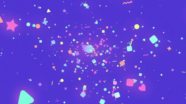 ハート・星・音符などのカラフルでハッピーなアニメーション　ツイスト　ループ