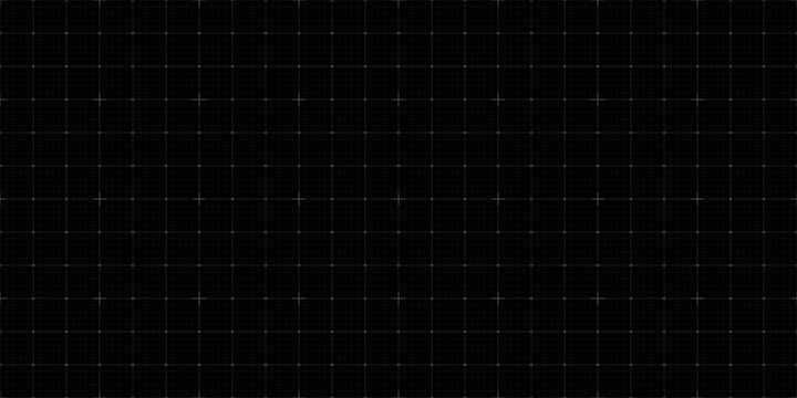 Seamless square grid background with empty space on black background. Design of square graph paper, school math sheet, grid paper sheet, notebook pattern, architectural graph paper.Vector illustration