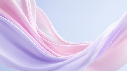 Soft pastel flowing fabric creating a gentle abstract wave pattern with smooth pink and lavender folds blending into a light airy background