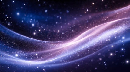 Shimmering cosmic wave with glowing particles swirling through a dreamy starry background