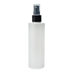 white bottle with black sprayer and transparent cap