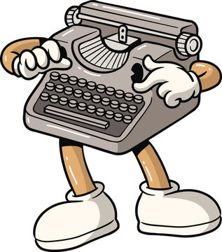 Cartoon Typewriter Character 
