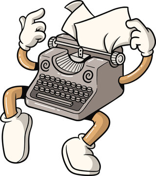 Cartoon Typewriter Character 