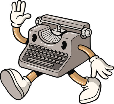 Cartoon Typewriter Character 
