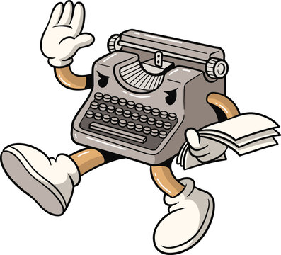 Cartoon Typewriter Character 