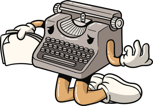 Cartoon Typewriter Character 