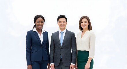 Professional Multi-Ethnic Business Team Portrait on Bright White Background