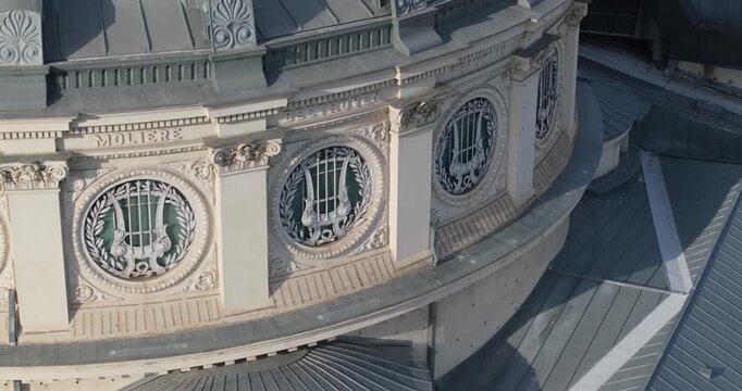 Drone fly over Ateneul Bucarest 