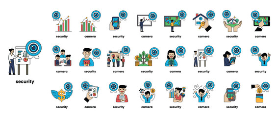 A collection of images with the word security written below them