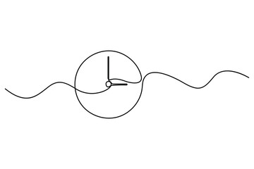 Obraz premium Continuous one line drawing of a classic wall clock minimalist timekeeping illustration 