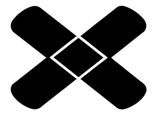 crossed bandage simple silhouette vector