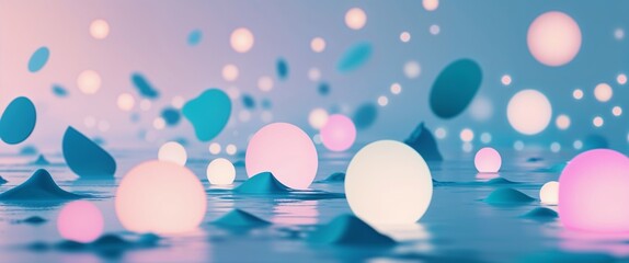 Dreamy Scattered Blue Art with Bokeh Lights