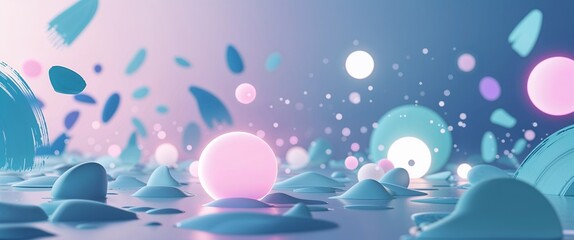 Dreamy Scattered Blue Art with Bokeh Lights