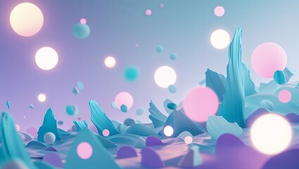Dreamy Scattered Blue Art with Bokeh Lights