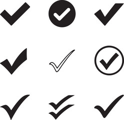 Clean simple tickmark icon vector illustration suitable for approval signs, checklist symbols, verification badges and minimal interface design