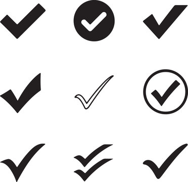 Clean simple tickmark icon vector illustration suitable for approval signs, checklist symbols, verification badges and minimal interface design
