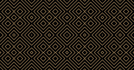 Elegant Art Deco Golden Square Pattern Illustration &mdash; Luxury Black and Gold Geometric Decorative Design Inspired by Gatsby 1920s Style