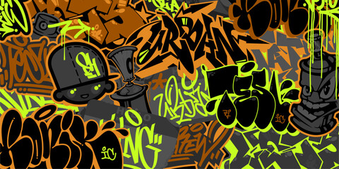 Modern Abstract Urban Style Hiphop Graffiti Street Art Pattern Vector Background