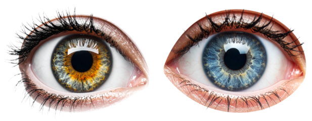 Intense Human Eye Close-Up, Isolated on Transparent Background
