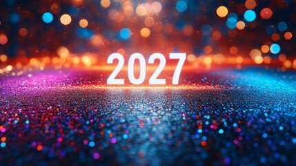 Stunning New Year Celebration Background with Vibrant Bokeh Lights and Colorful Sparkles for Events