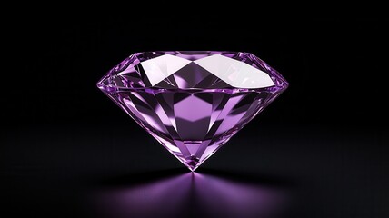 Shining purple diamond reflecting light on a dark galactic background, symbolizing luxury, wealth, and elegance
