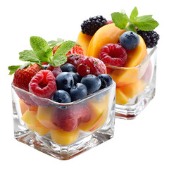 Vibrant Fresh Berries and Mango Slices in Elegant Setting