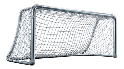 Stunning professional soccer goal frame and net isolated against a dramatic dark background perfect for sports marketing isolated on transparent background