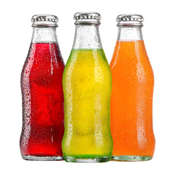 Three Colorful Soda Beverages with Metallic Caps for Refreshing Drink Concepts