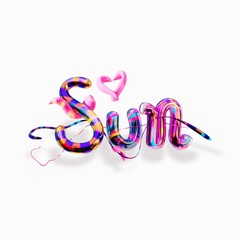 Colorful 3D render of the Sun text