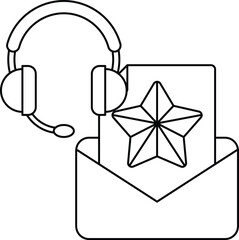 A person wearing a headset is sitting in front of an envelope